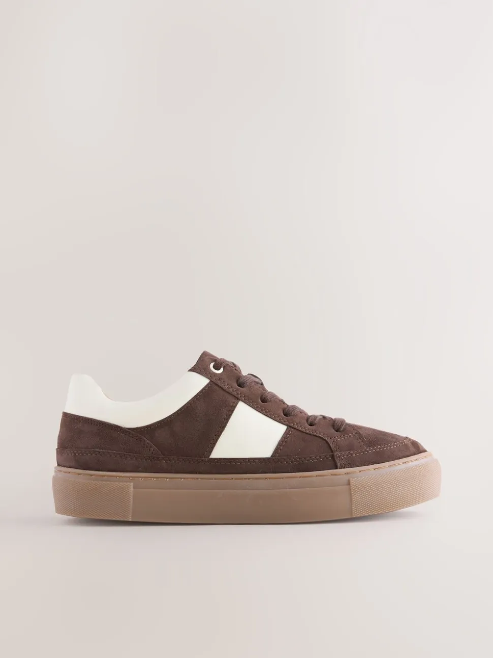 Chocoladebruin suède - Forever Comfort® Leather Chunky Side Stripe Lace Up Trainers