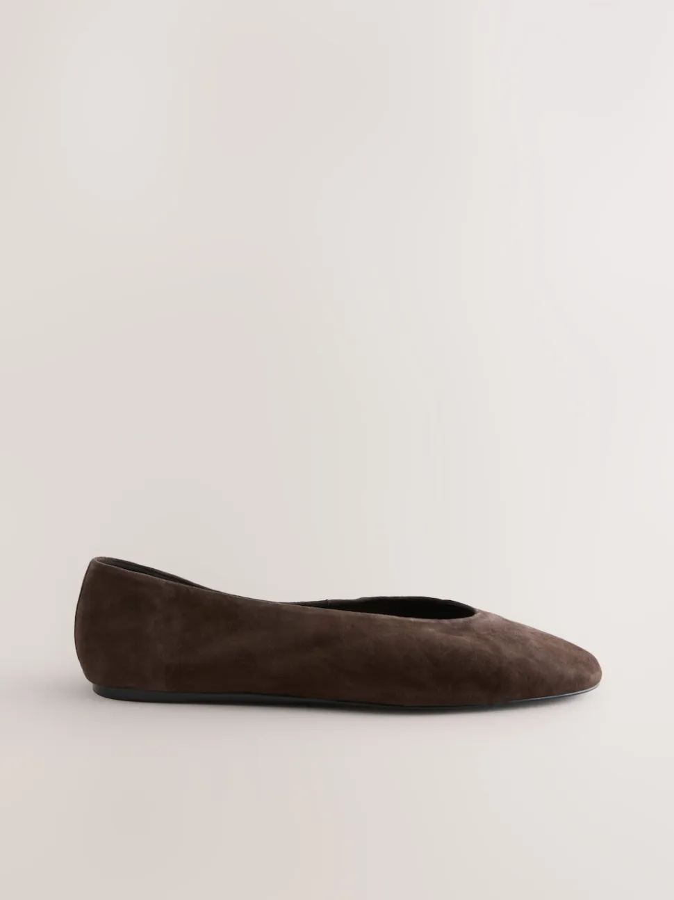 Chocoladebruin suède - Leren ballerina met ronde neus