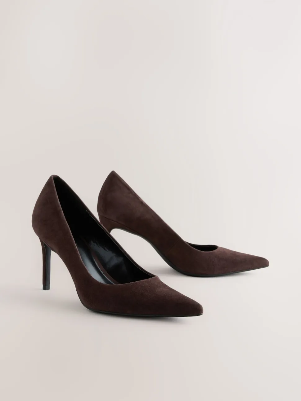 Chocoladebruin suède - Leren mid-court pumps