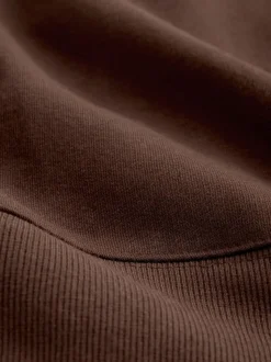 Chocoladebruine borduurwerk - 2-In-1 Sweatshirt met Satijnen Midi Rok