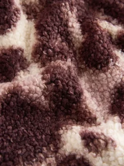 Chocoladebruin/roze luipaardprint - Soft Touch Knusse Teddy Borg Kwartrondrits Fleece