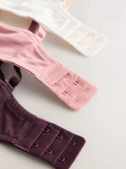 Chocoladebruin/Roze/Crème - Katoenmix ultiem comfort beha's verpakking van 3