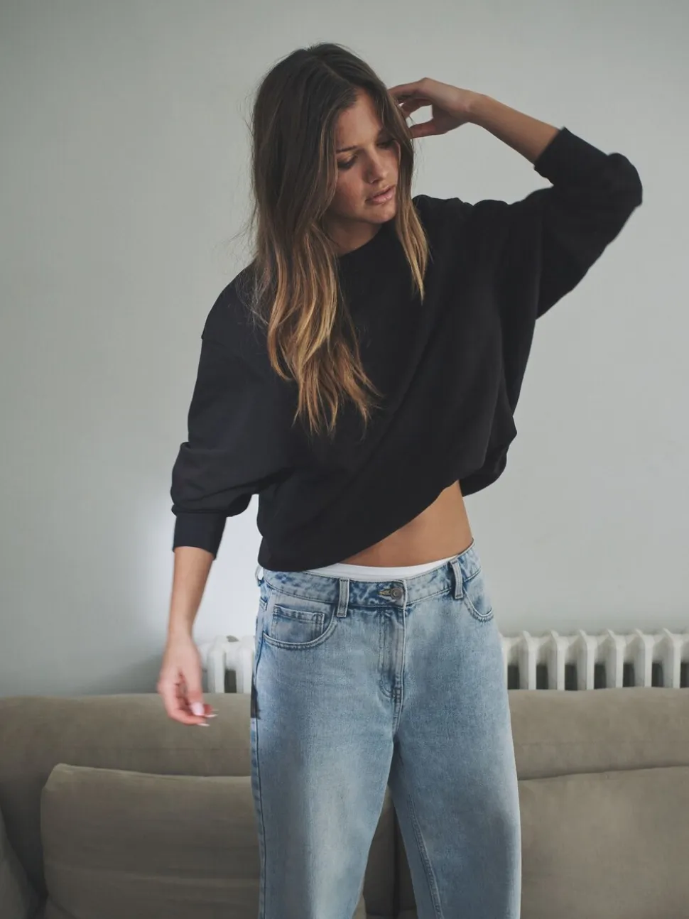 Chocoladebruin/Steen - The Set 2 Pack Bubble Hem Sweatshirts