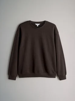 Chocoladebruin/Taupebruin/Crème - The Set set van 3 ruimvallende sweatshirts met ronde hals