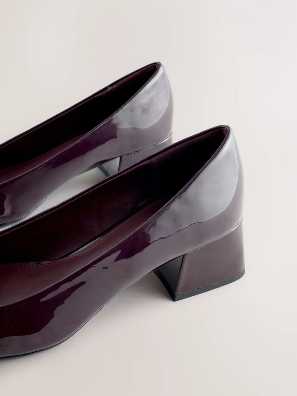 Chocolate Brown Patent - Forever Comfort® Toe Cap Low Block Court Heels