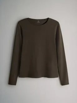 Chocolate Brown/ Taupe Brown/ Light Brown/ Neutral - The Set - 7 T-shirts met lange mouwen en ronde hals