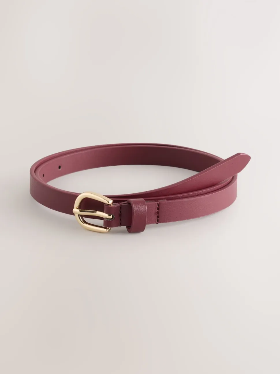 Chocolate Brown/Berry - PU Skinny Riemen 2 Pakket