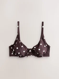 Chocolate Brown/Cream Spot - DD+ bikinitop zonder vulling met beugel