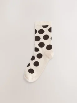 Chocolate Brown/White Spot - Set van 5 paar enkelsokken
