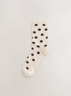 Chocolate Brown/White Spot - Set van 5 paar enkelsokken
