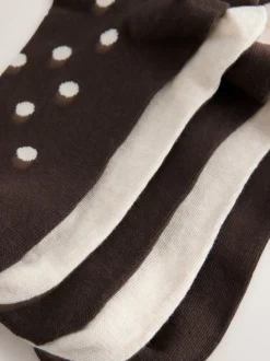 Chocolate Brown/White Spot - Set van 5 paar enkelsokken