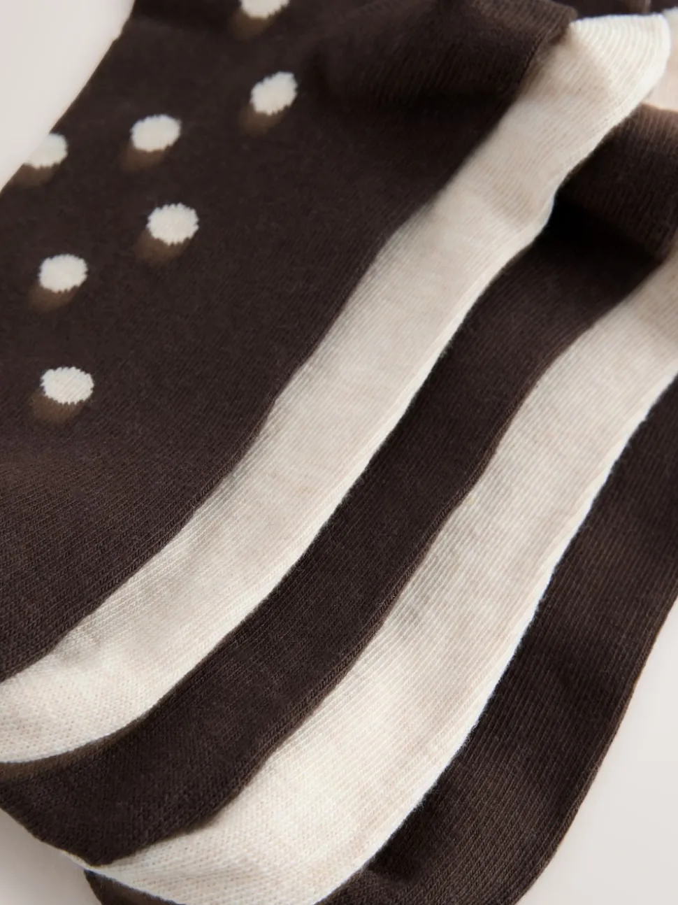 Chocolate Brown/White Spot - Set van 5 paar enkelsokken