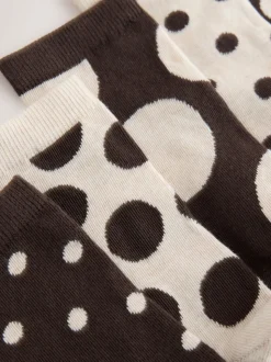 Chocolate Brown/White Spot - Set van 5 paar enkelsokken