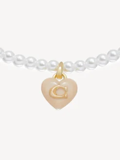 COACH Signature Heart Pearl Choker Necklace