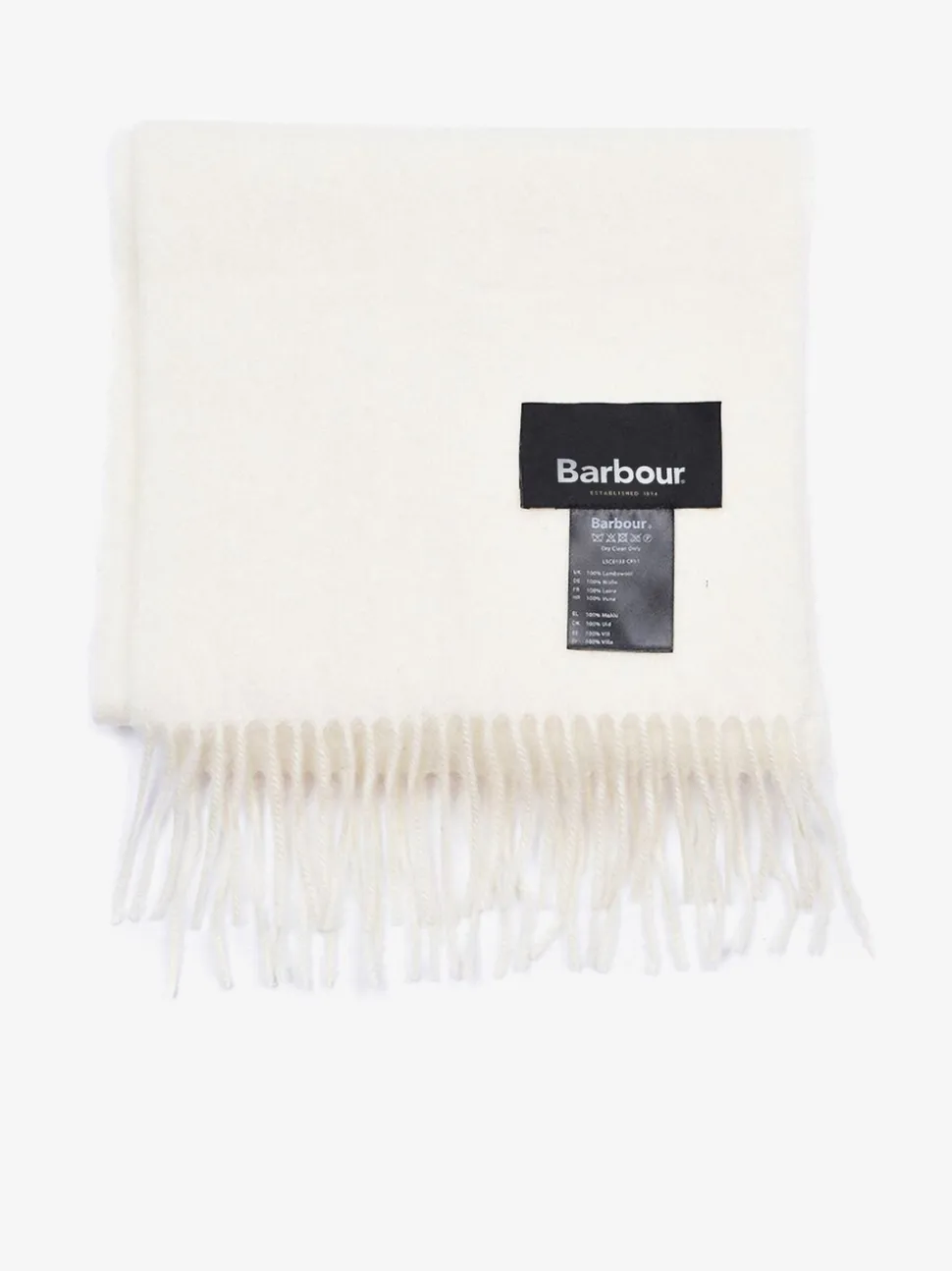 Crème - Barbour® geweven sjaal van lamswol