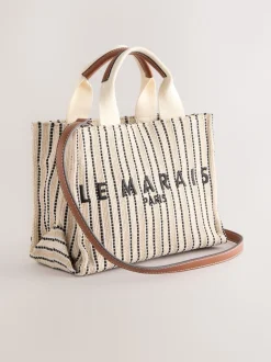 Crème - Canvas handtasje