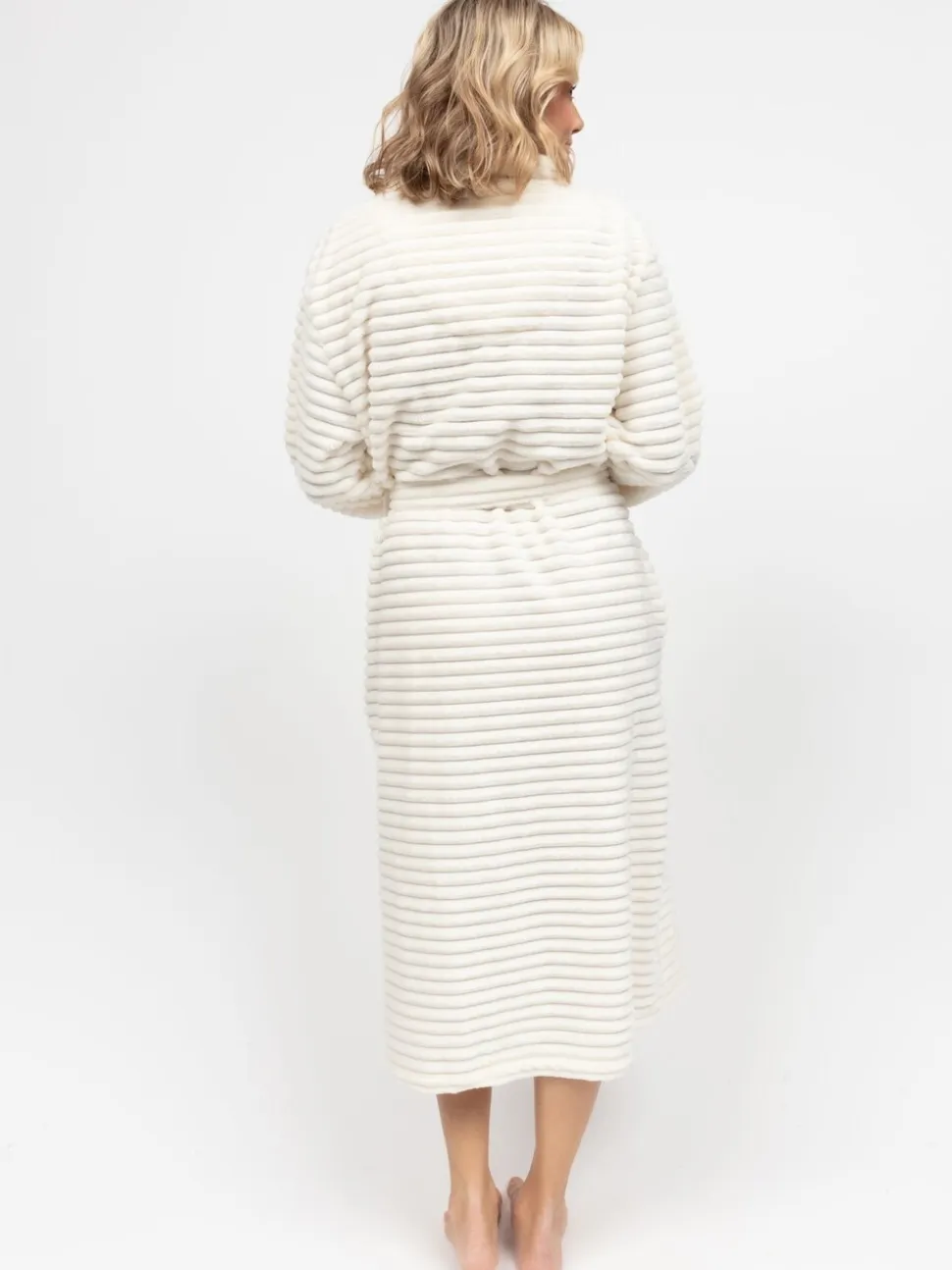 Crème - Cyberjammies Striped Sealskin Fleecy Dressing Gown