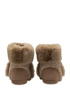 Crème - Dunlop Bootee Pom Pom Faux Slippers