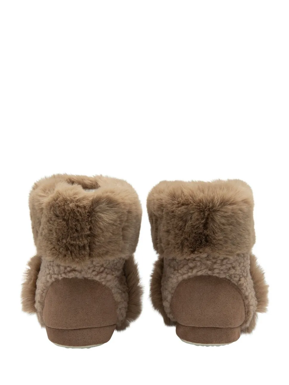 Crème - Dunlop Bootee Pom Pom Faux Slippers