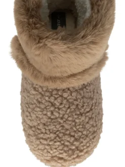 Crème - Dunlop Bootee Pom Pom Faux Slippers