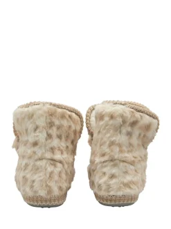 Crème - Dunlop Faux Bootie Pom Pom Slippers