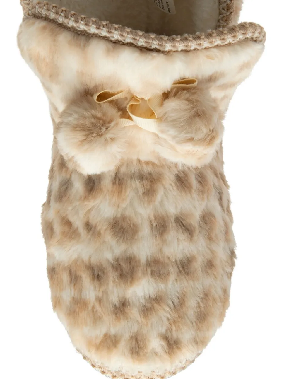 Crème - Dunlop Faux Bootie Pom Pom Slippers