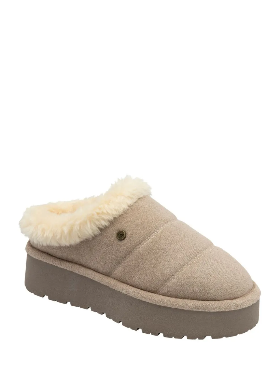 Crème - Dunlop Faux Suede Mule Slippers