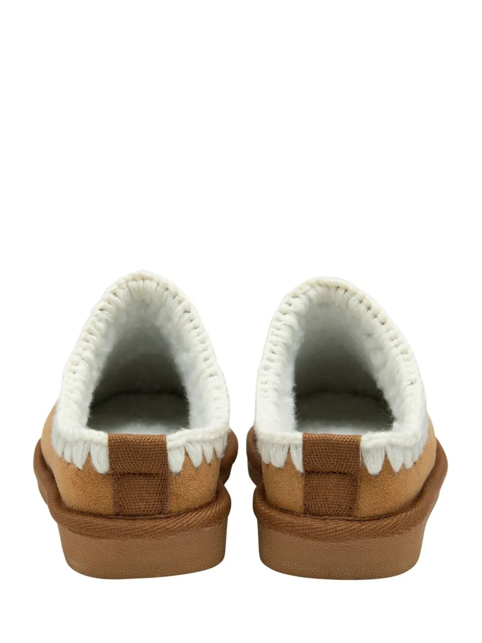 Crème - Dunlop Faux Suede Whipstitch Mule Slippers