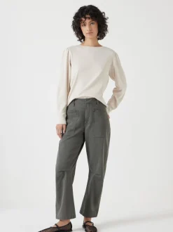 Crème - Hush - Emily jersey top met pofmouwen