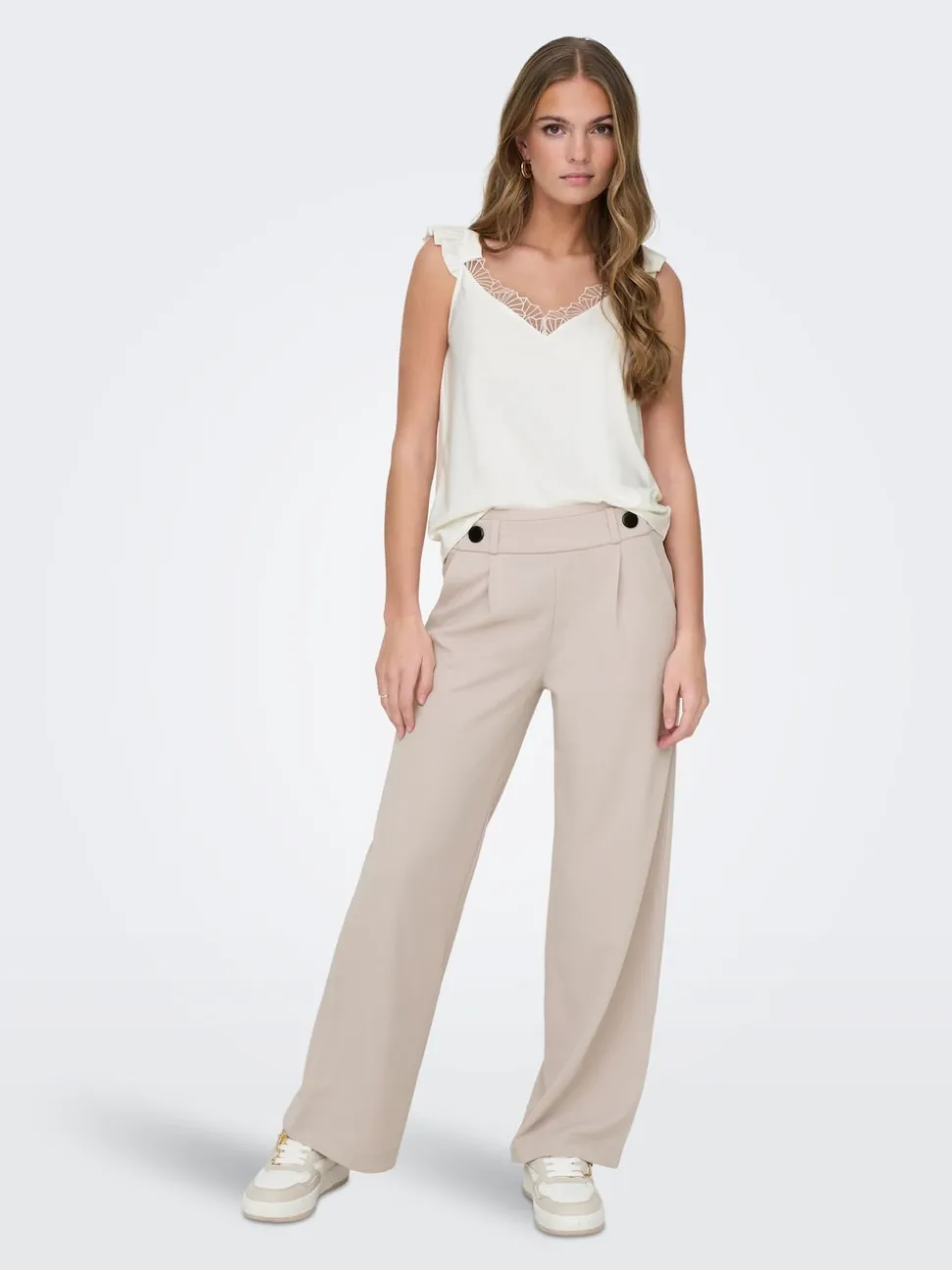 Crème - JDY - Broek met wijde pijpen