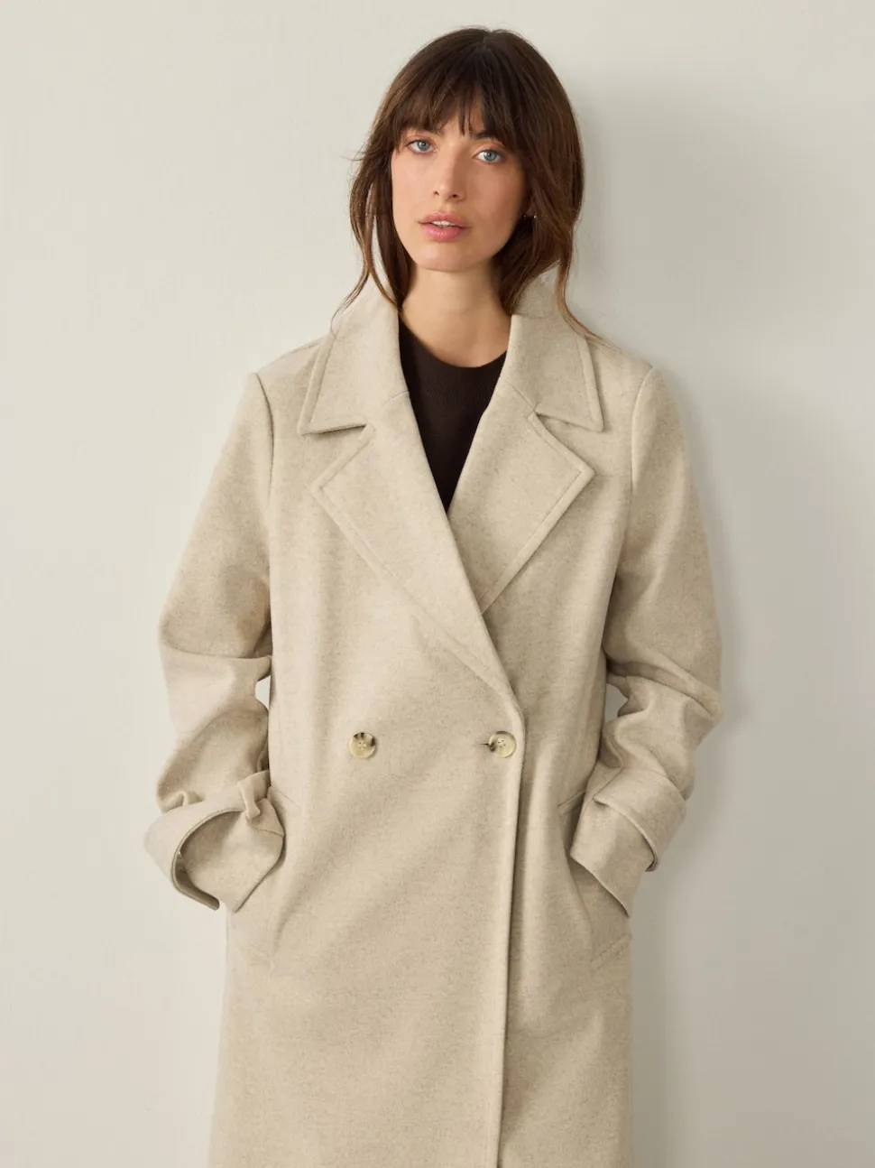 Crème - Lange maxi-jas