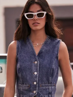 Crème - Mint Velvet Rectangular Sunglasses