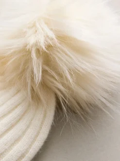 Crème - N. Premium 100% kasjmier gebreide pomponmuts