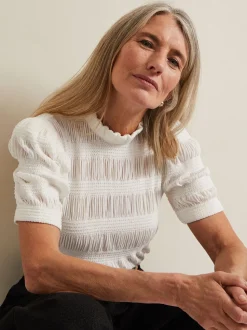Crème - Phase Eight Samiha blouse met textuur