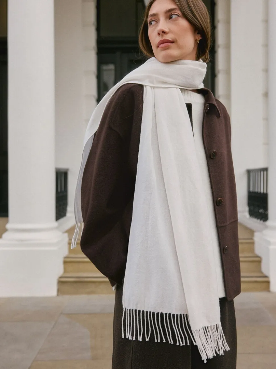Crème - Premium Made in Italy Twill Midweight Shawl Scarf