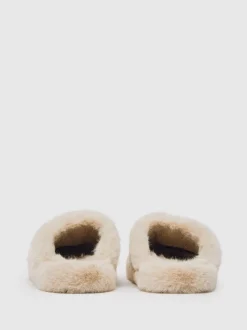 Crème - Reiss Andrea Faux Fur Slippers