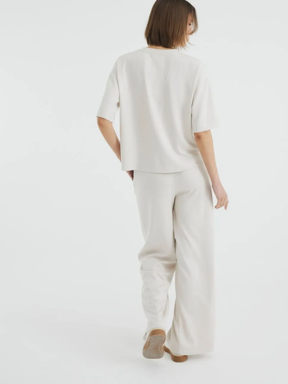 Crème - River Island Premium Wide Leg Joggers