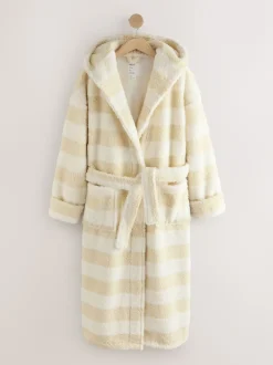 Crème - Textured Stripe Dressing Gown