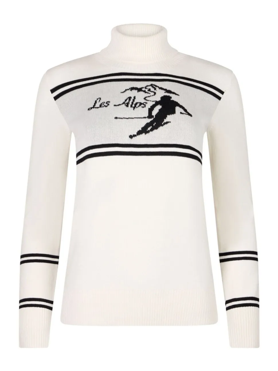 Crème - The Little Tailor 'Les Alps' Slim fit Crème lichte ski-Kerstmis Trui