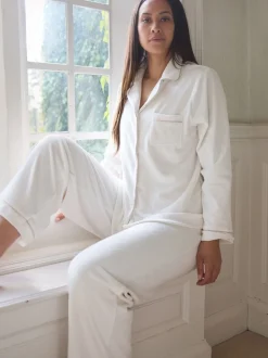 Crème - The Little Tailor luxe kerstpyjama van zacht aanvoelend velours