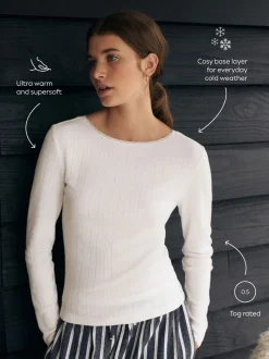 Crème - Thermal Maximum Warmth Cosy Pointelle Long Sleeved Top