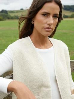 Crème - Threadbare omkeerbaar gilet met borg