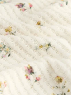 Crème gebloemd - Gezellige pyjama met wafeldessin en lange mouwen