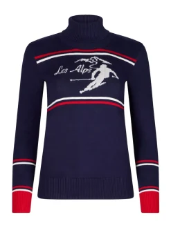 Crème licht - The Little Tailor 'Les Alps' Slim fit Crème lichte ski-Kerstmis Trui