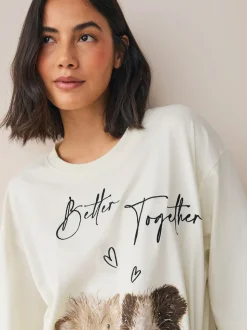 Crème met cavia - Tricot pyjama met korte mouwen
