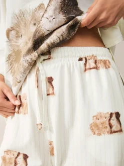 Crème met cavia - Tricot pyjama met korte mouwen