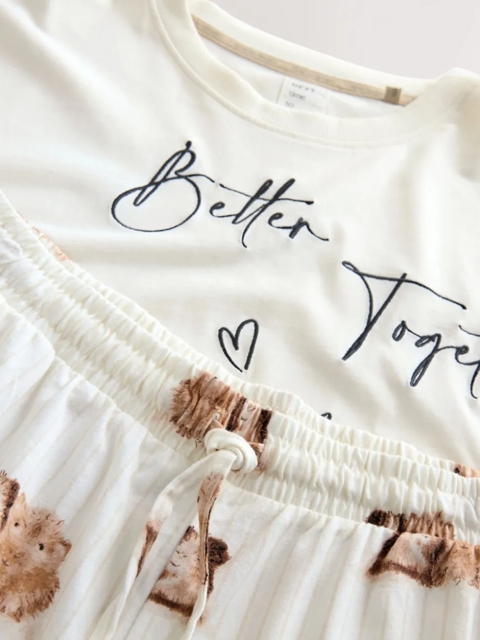 Crème met cavia - Tricot pyjama met korte mouwen