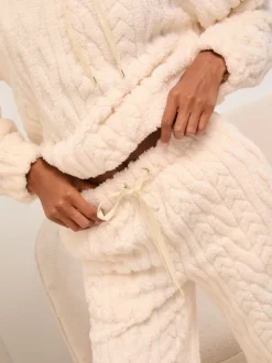 Crème met kabel - Lipsy Cosy Hoodie and Trousers Lounge Set