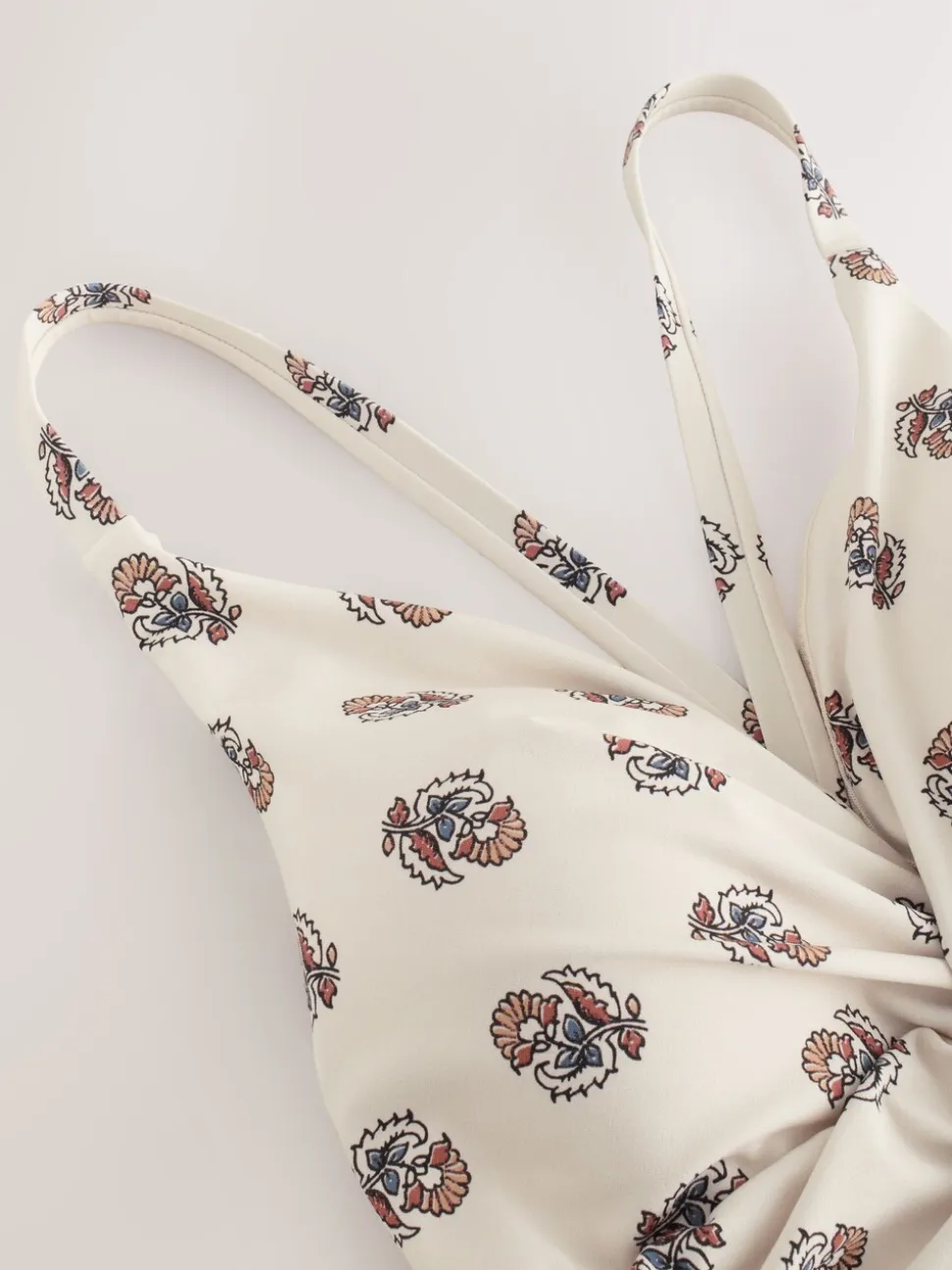 Crème Woodblock - Twist Front Tummy Control Badpak met print