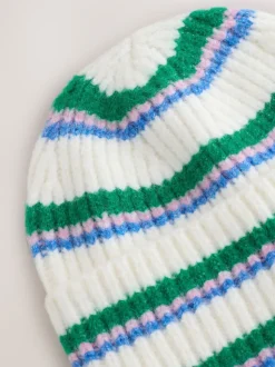 Crèmekleurig/roze/groen - Gebreide beanie-muts
